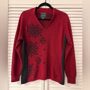 Woolrich Red and Black Women’s Nordic Style Sweater - 100% cotton